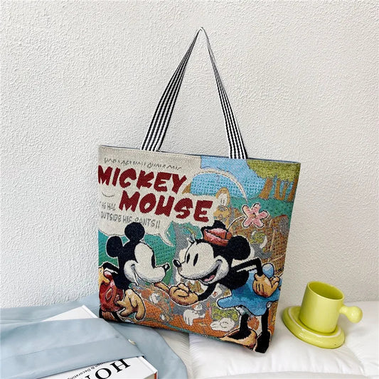 Mouse Couple Retro Knitted Tote Bag