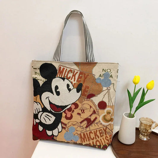 Boy Mouse Retro Knitted Tote Bag