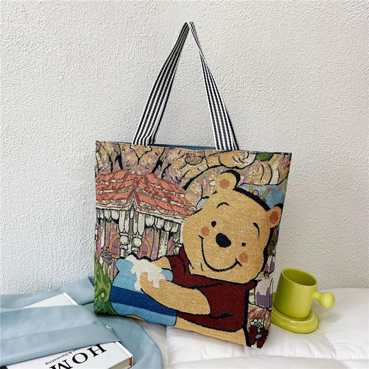 Pooh Retro Knitted Tote Bag