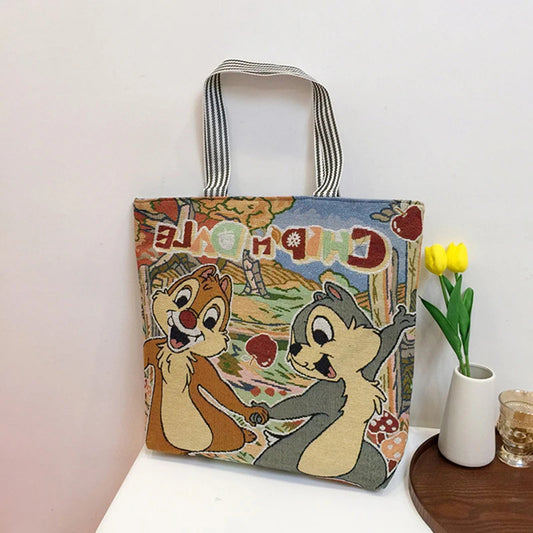 Chipmunk Retro Knitted Tote Bag