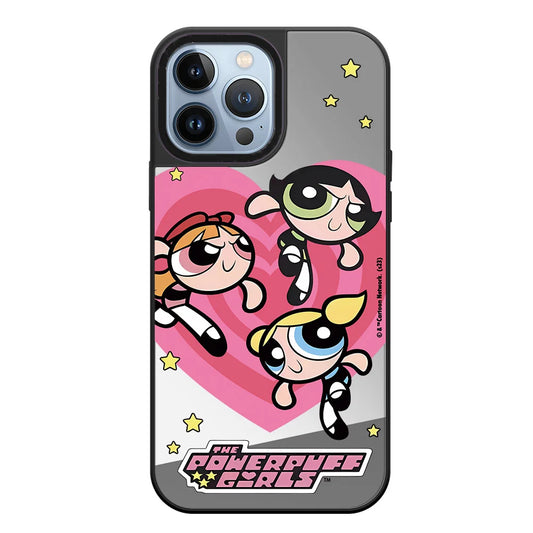 Mirror Heart Puff Girls Shockproof iPhone Case